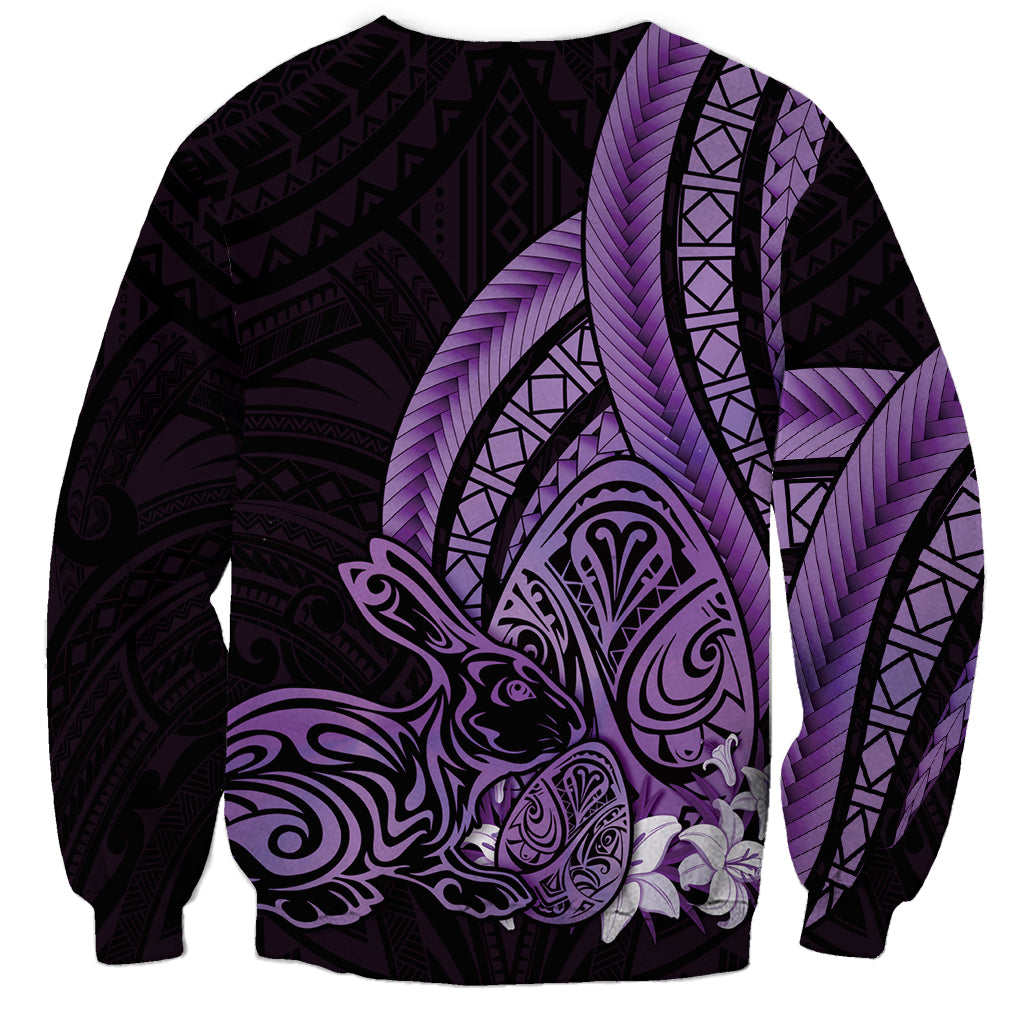 Purple Polynesia Easter Day Sweatshirt Eggs With Bunny Polynesian Pattern LT14 - Polynesian Pride