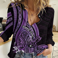 Purple Polynesia Easter Day Women Casual Shirt Eggs With Bunny Polynesian Pattern LT14 Female Purple - Polynesian Pride