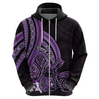 Purple Polynesia Easter Day Zip Hoodie Eggs With Bunny Polynesian Pattern