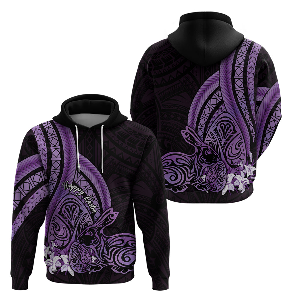 Purple Polynesia Easter Day Zip Hoodie Eggs With Bunny Polynesian Pattern