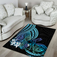 Turquoise Polynesia Easter Day Area Rug Eggs With Bunny Polynesian Pattern