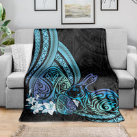 Turquoise Polynesia Easter Day Blanket Eggs With Bunny Polynesian Pattern