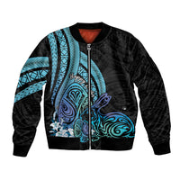 Turquoise Polynesia Easter Day Bomber Jacket Eggs With Bunny Polynesian Pattern