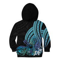 Turquoise Polynesia Easter Day Kid Hoodie Eggs With Bunny Polynesian Pattern