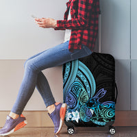 Turquoise Polynesia Easter Day Luggage Cover Eggs With Bunny Polynesian Pattern