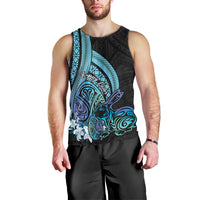 Turquoise Polynesia Easter Day Men Tank Top Eggs With Bunny Polynesian Pattern LT14 - Polynesian Pride