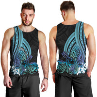 Turquoise Polynesia Easter Day Men Tank Top Eggs With Bunny Polynesian Pattern LT14 - Polynesian Pride