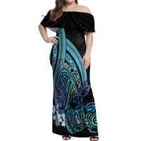 Turquoise Polynesia Easter Day Off Shoulder Maxi Dress Eggs With Bunny Polynesian Pattern LT14 Women Turquoise - Polynesian Pride