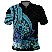 Turquoise Polynesia Easter Day Polo Shirt Eggs With Bunny Polynesian Pattern