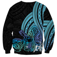 Turquoise Polynesia Easter Day Sweatshirt Eggs With Bunny Polynesian Pattern LT14 - Polynesian Pride