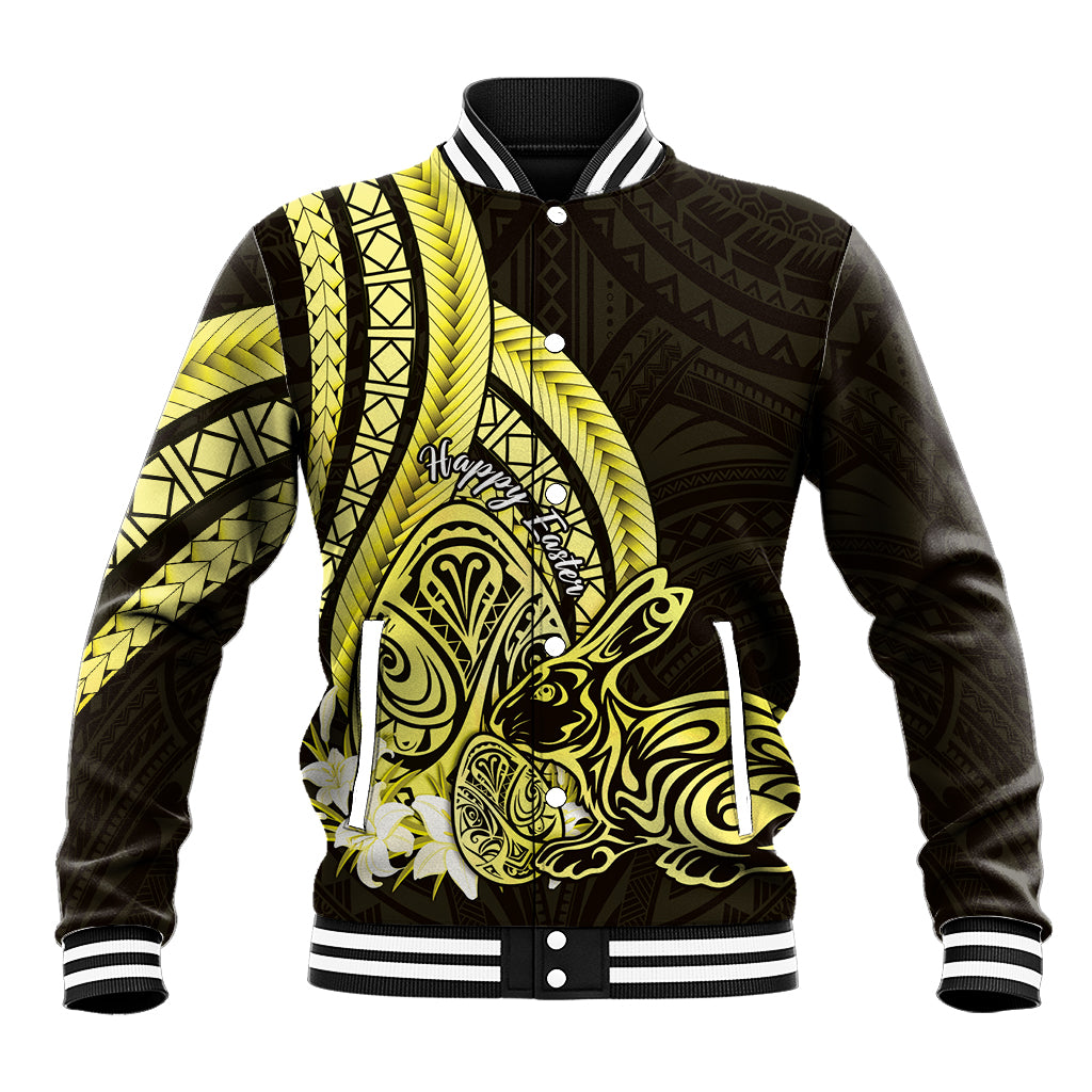 Yellow Polynesia Easter Day Baseball Jacket Eggs With Bunny Polynesian Pattern LT14 Unisex Yellow - Polynesian Pride