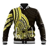 Yellow Polynesia Easter Day Baseball Jacket Eggs With Bunny Polynesian Pattern LT14 Unisex Yellow - Polynesian Pride
