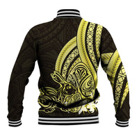 Yellow Polynesia Easter Day Baseball Jacket Eggs With Bunny Polynesian Pattern LT14 - Polynesian Pride