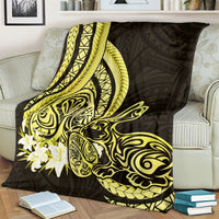 Yellow Polynesia Easter Day Blanket Eggs With Bunny Polynesian Pattern