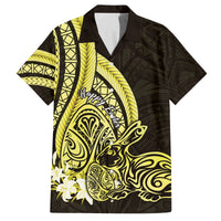 Yellow Polynesia Easter Day Family Matching Puletasi and Hawaiian Shirt Eggs With Bunny Polynesian Pattern LT14 Dad's Shirt - Short Sleeve Yellow - Polynesian Pride