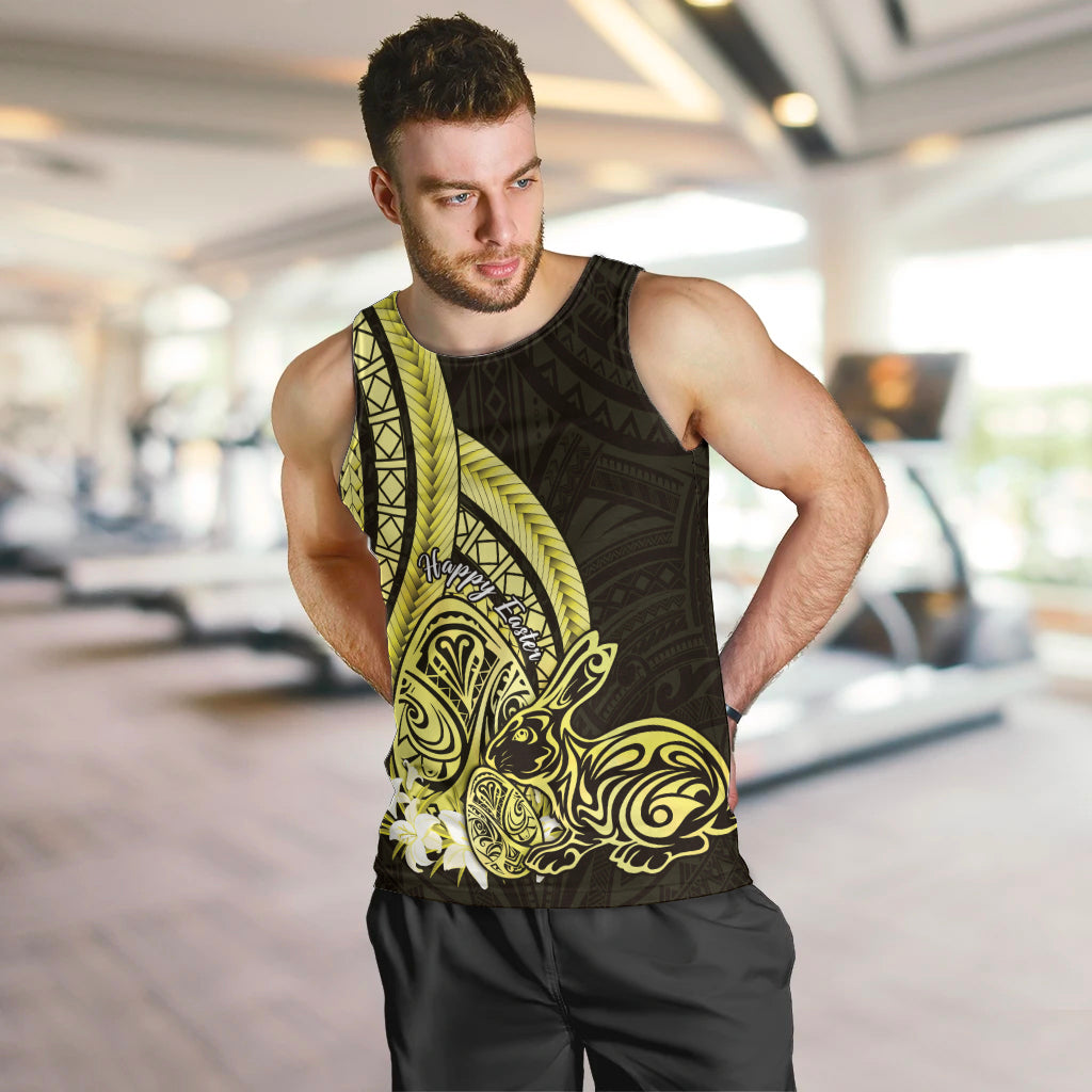 Yellow Polynesia Easter Day Men Tank Top Eggs With Bunny Polynesian Pattern LT14 Yellow - Polynesian Pride