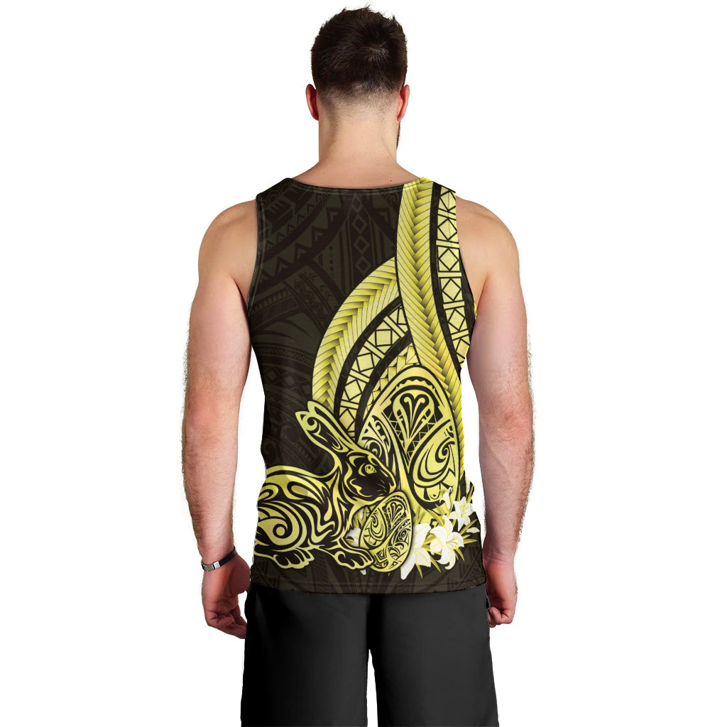 Yellow Polynesia Easter Day Men Tank Top Eggs With Bunny Polynesian Pattern LT14 - Polynesian Pride