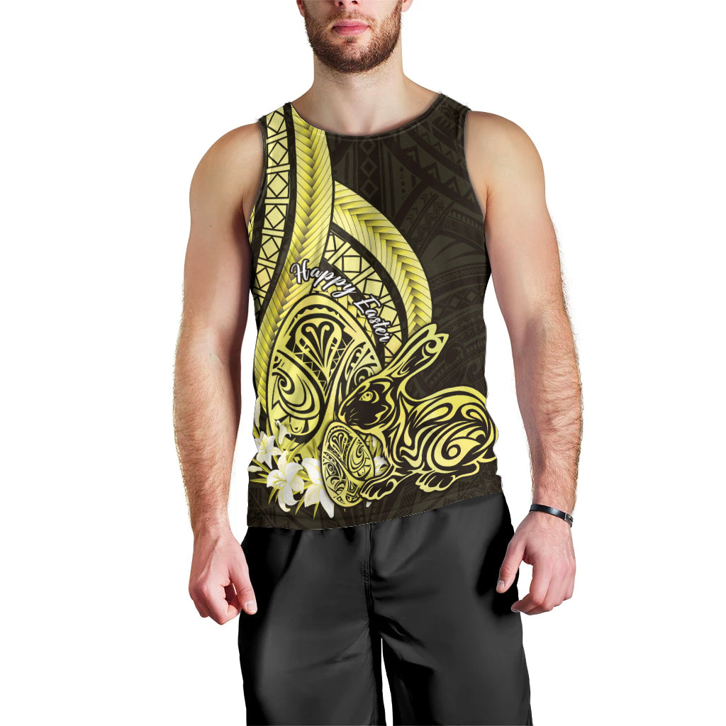 Yellow Polynesia Easter Day Men Tank Top Eggs With Bunny Polynesian Pattern LT14 - Polynesian Pride