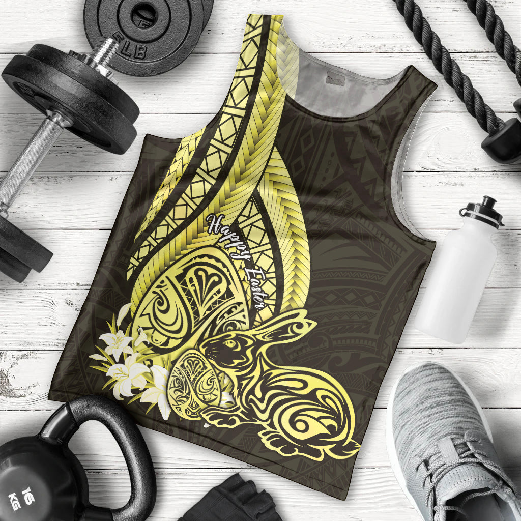 Yellow Polynesia Easter Day Men Tank Top Eggs With Bunny Polynesian Pattern LT14 - Polynesian Pride
