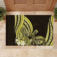 Yellow Polynesia Easter Day Rubber Doormat Eggs With Bunny Polynesian Pattern LT14 - Polynesian Pride