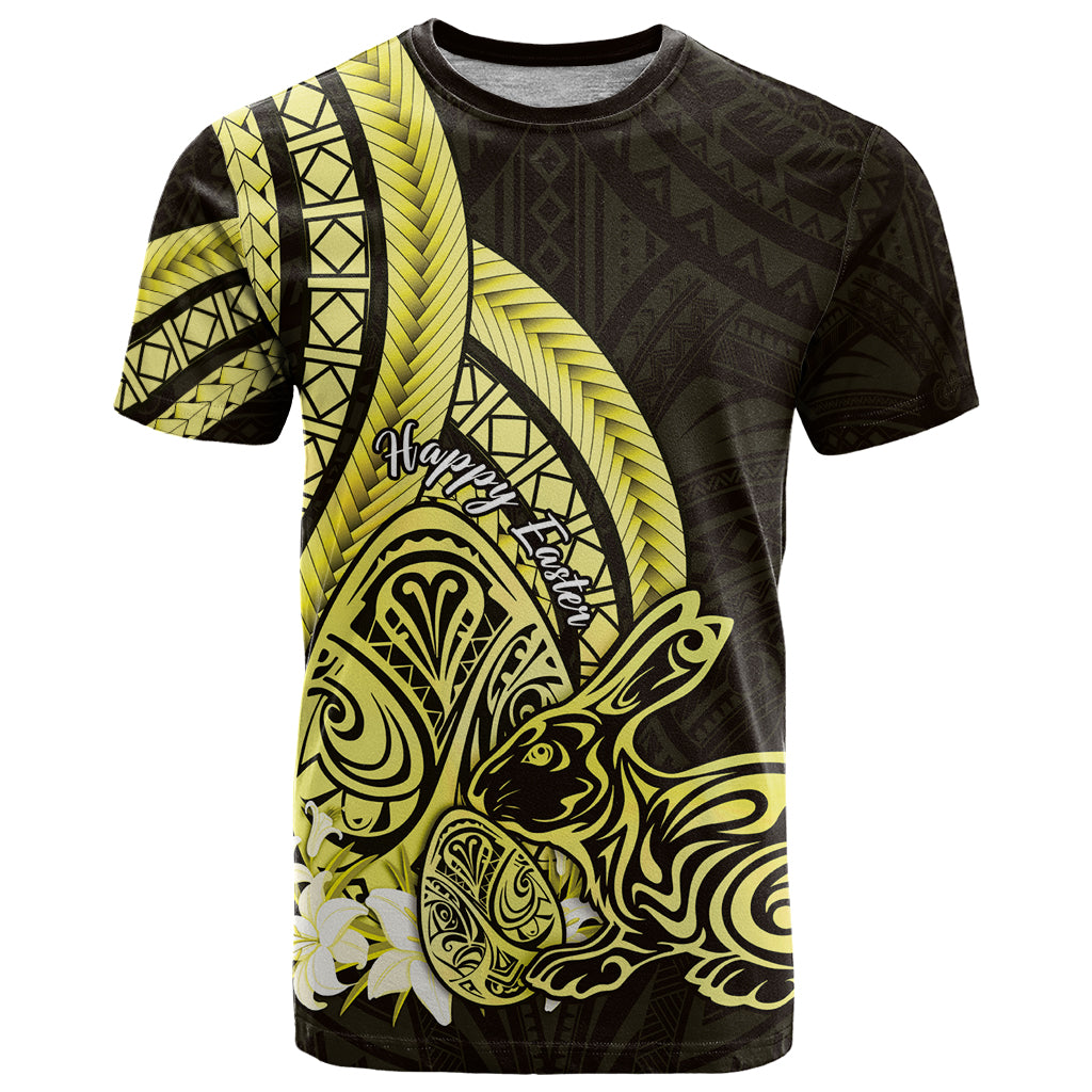 Yellow Polynesia Easter Day T Shirt Eggs With Bunny Polynesian Pattern LT14 Yellow - Polynesian Pride