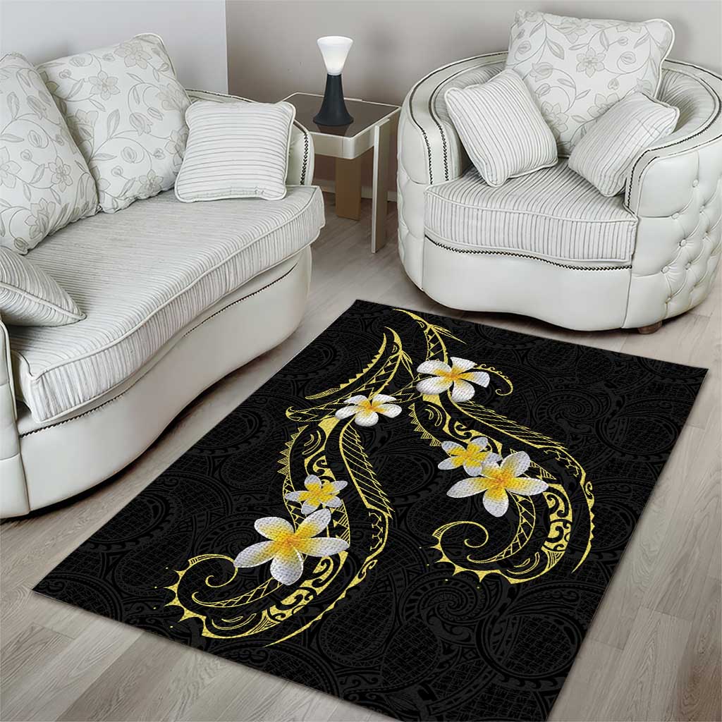 Polynesia Tattoo With Plumeria Area Rug Elegant Vibes LT14 - Polynesian Pride