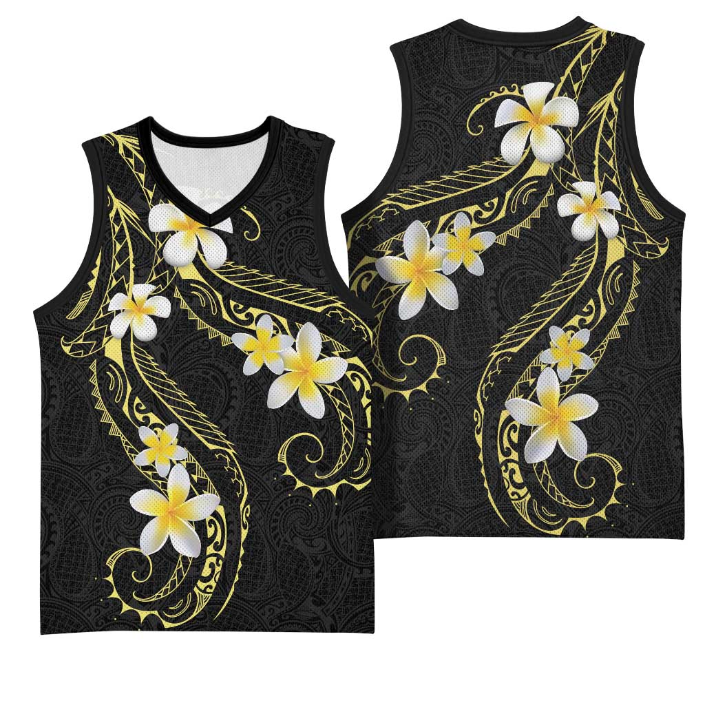 Polynesia Tattoo With Plumeria Basketball Jersey Elegant Vibes