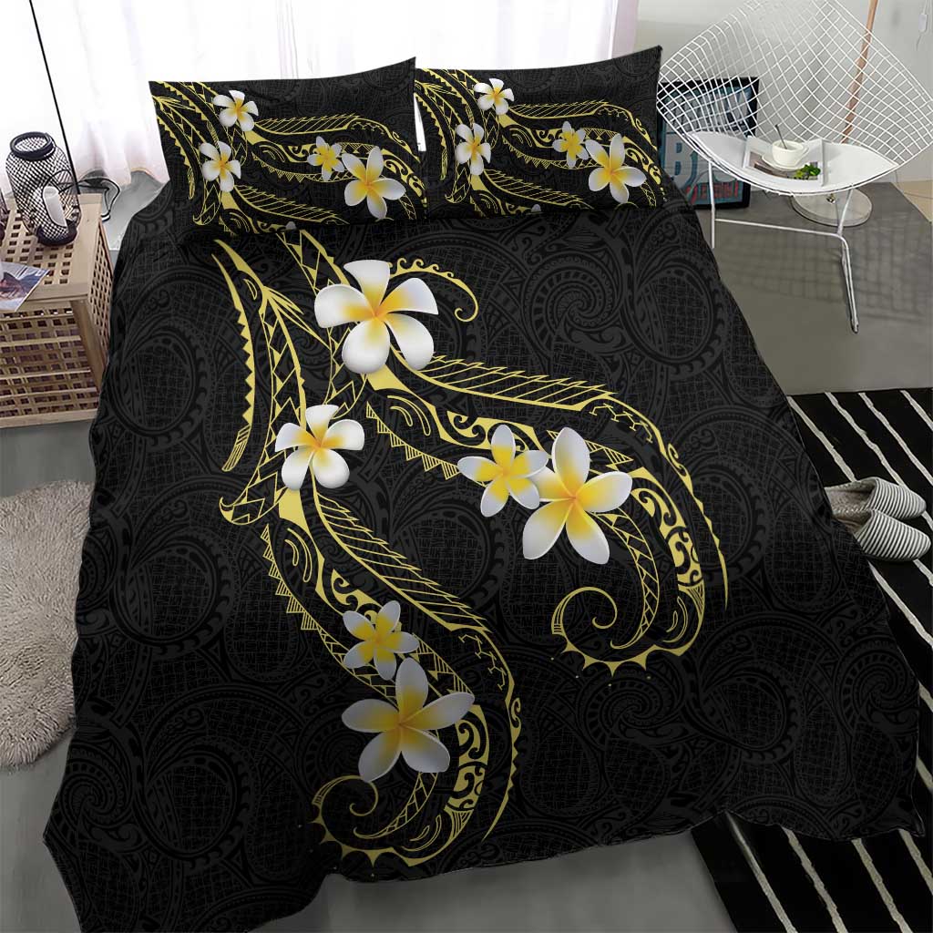 Polynesia Tattoo With Plumeria Bedding Set Elegant Vibes