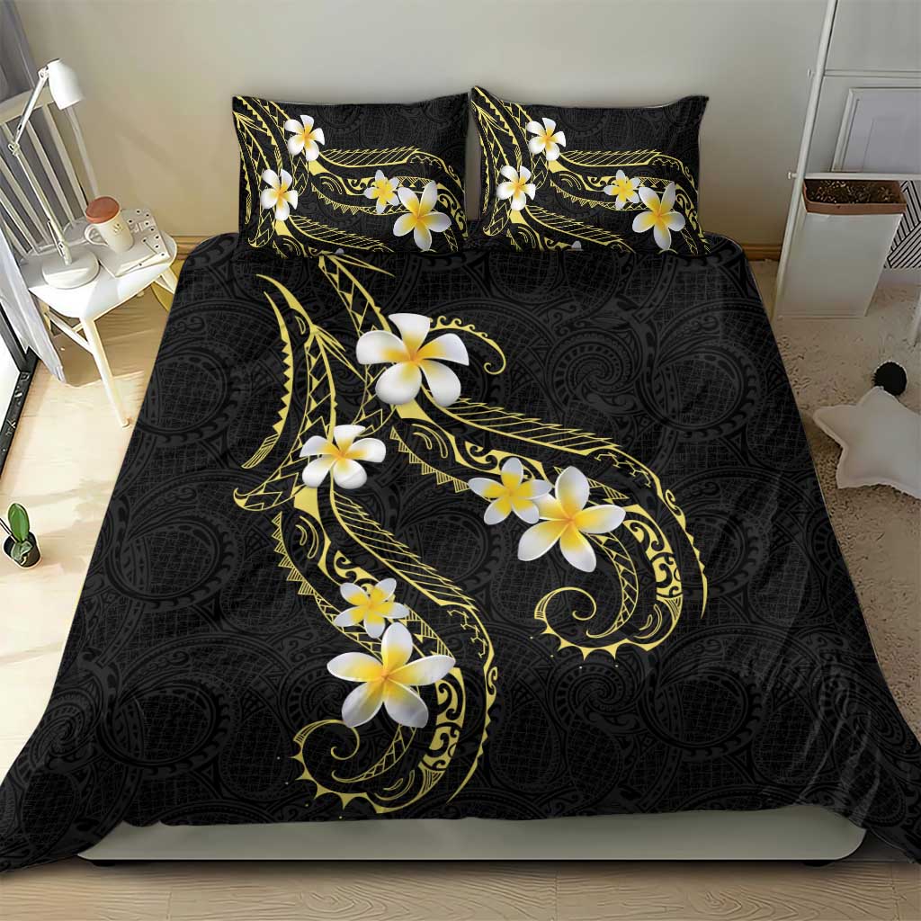Polynesia Tattoo With Plumeria Bedding Set Elegant Vibes