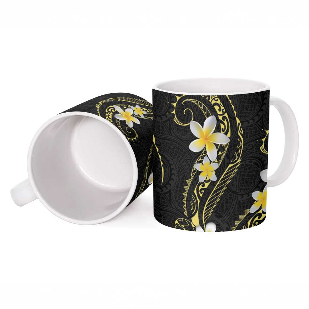 Polynesia Tattoo With Plumeria Ceramic Mug Elegant Vibes