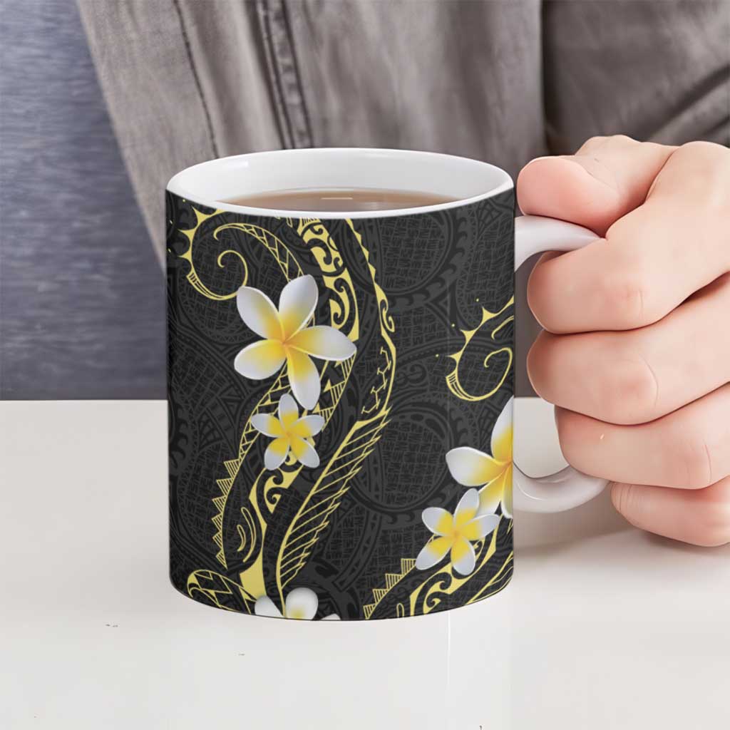 Polynesia Tattoo With Plumeria Ceramic Mug Elegant Vibes