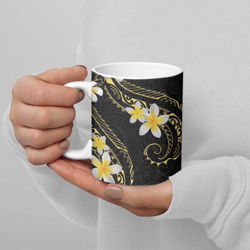 Polynesia Tattoo With Plumeria Ceramic Mug Elegant Vibes
