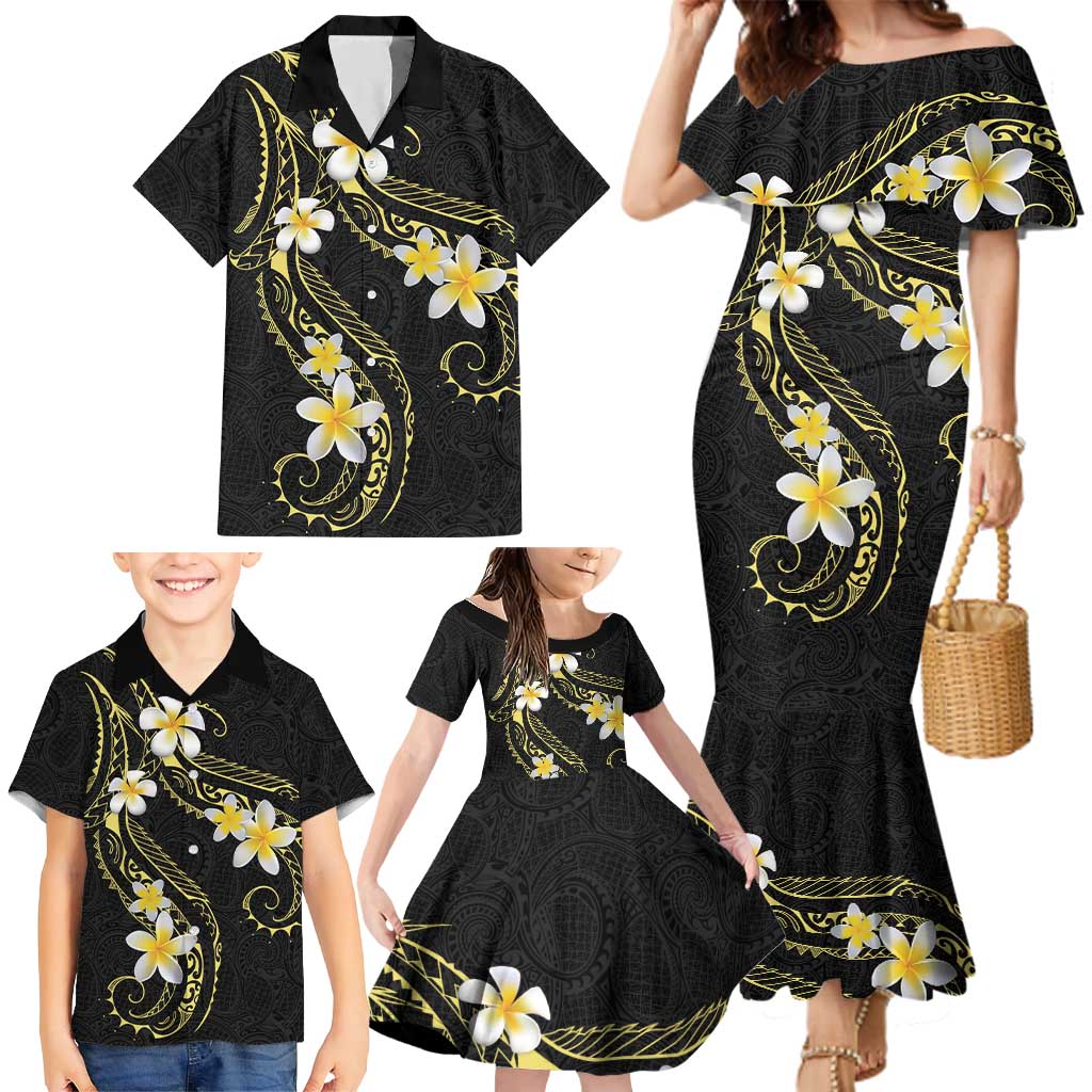 Polynesia Tattoo With Plumeria Family Matching Mermaid Dress and Hawaiian Shirt Elegant Vibes
