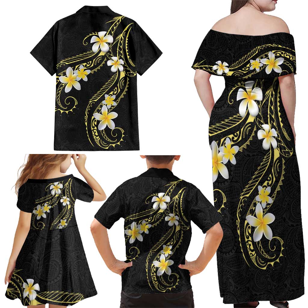 Polynesia Tattoo With Plumeria Family Matching Off Shoulder Maxi Dress and Hawaiian Shirt Elegant Vibes LT14 - Polynesian Pride