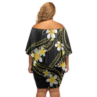 Polynesia Tattoo With Plumeria Family Matching Off Shoulder Short Dress and Hawaiian Shirt Elegant Vibes LT14 - Polynesian Pride