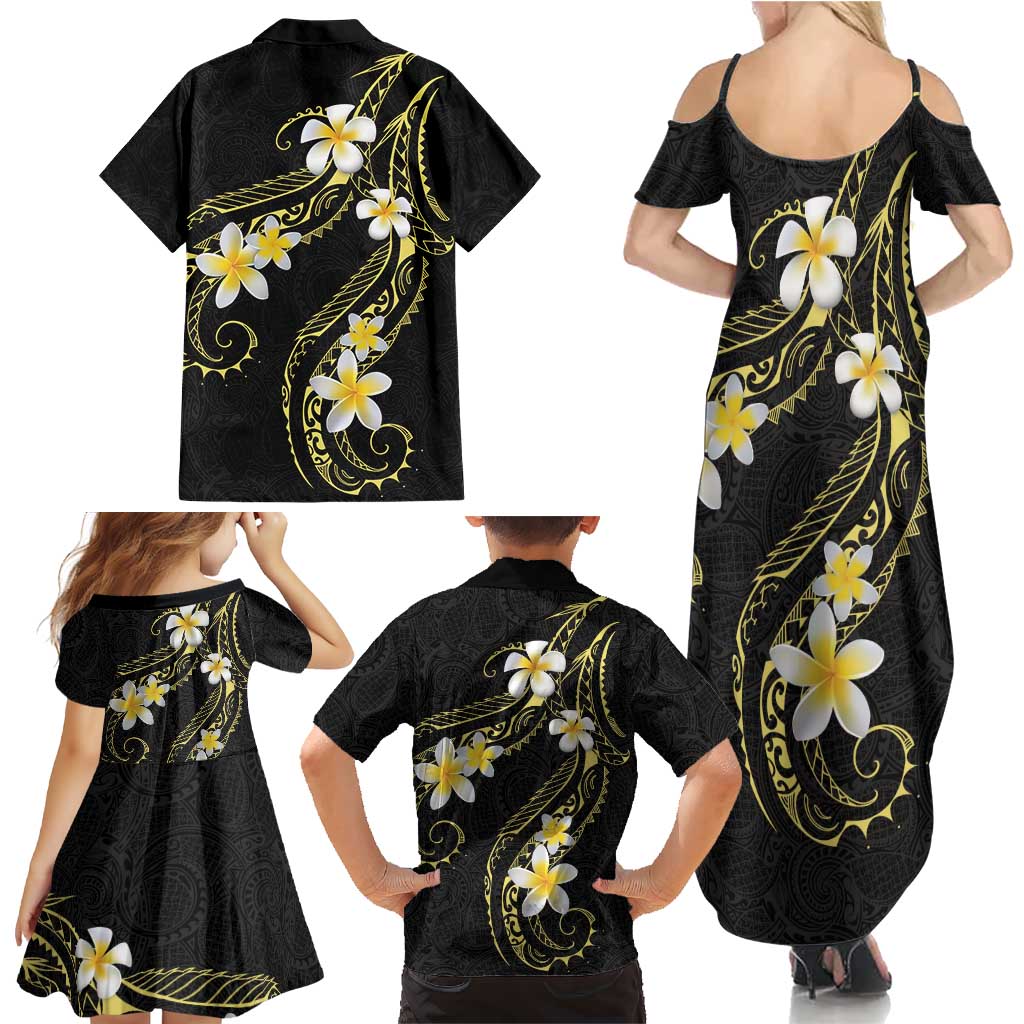 Polynesia Tattoo With Plumeria Family Matching Summer Maxi Dress and Hawaiian Shirt Elegant Vibes LT14 - Polynesian Pride