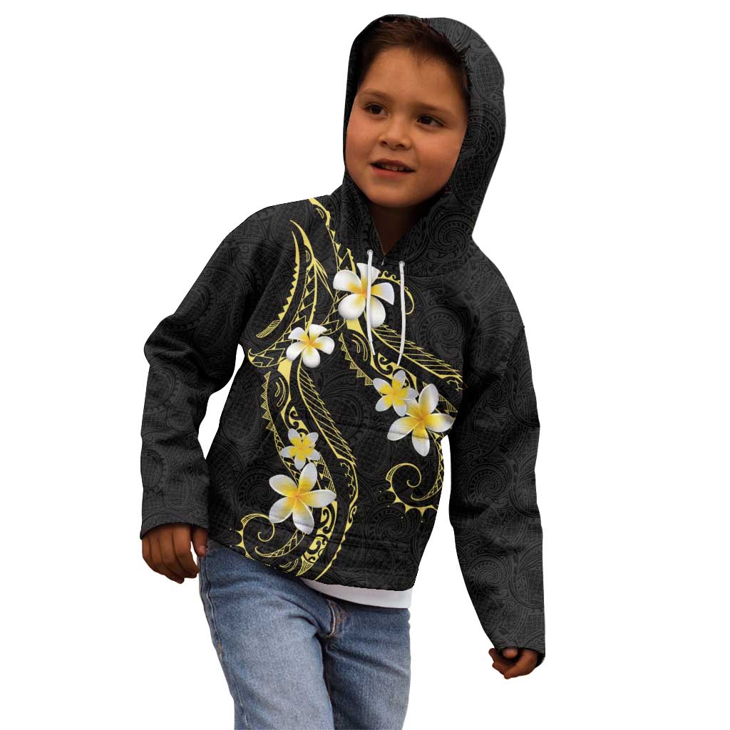 Polynesia Tattoo With Plumeria Kid Hoodie Elegant Vibes