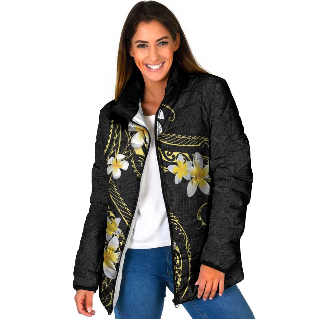 Polynesia Tattoo With Plumeria Padded Jacket Elegant Vibes