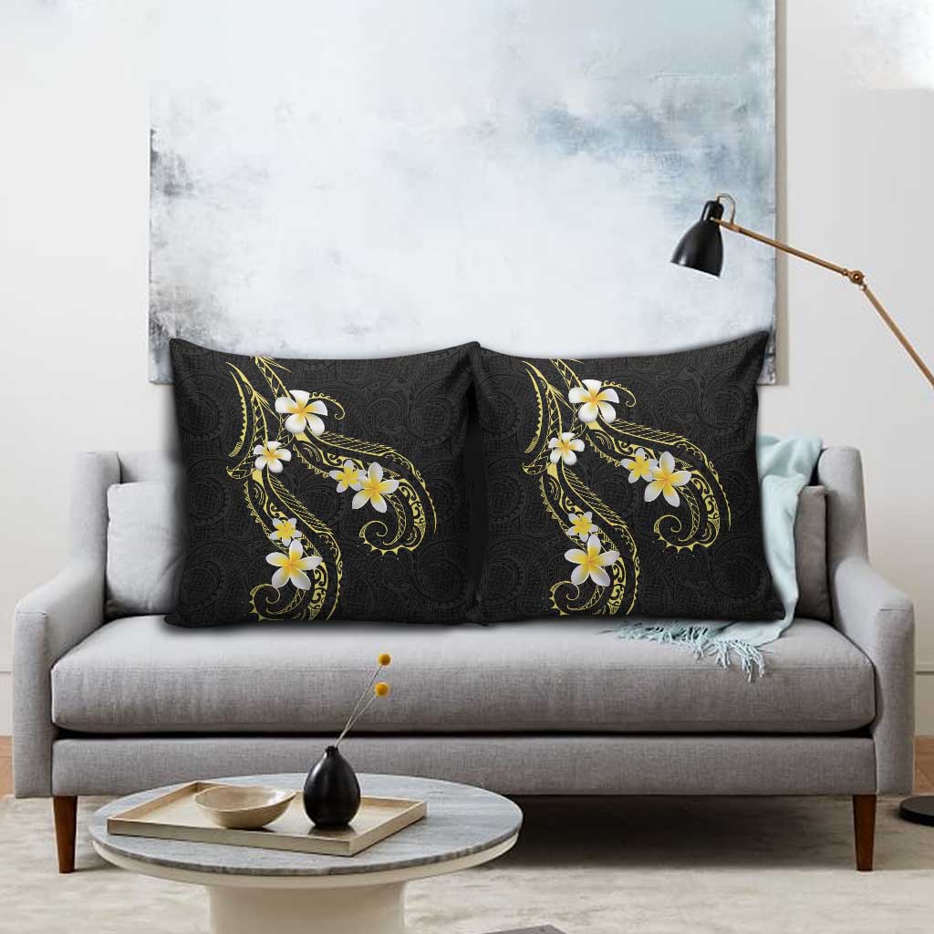 Polynesia Tattoo With Plumeria Pillow Cover Elegant Vibes