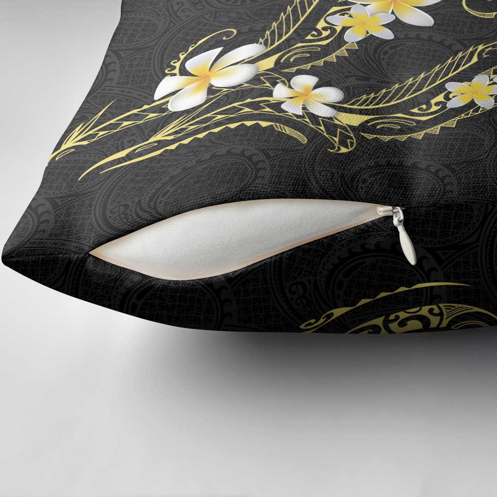Polynesia Tattoo With Plumeria Pillow Cover Elegant Vibes
