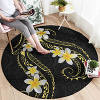 Polynesia Tattoo With Plumeria Round Carpet Elegant Vibes