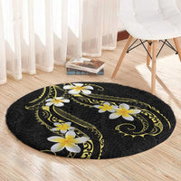 Polynesia Tattoo With Plumeria Round Carpet Elegant Vibes