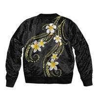 Polynesia Tattoo With Plumeria Sleeve Zip Bomber Jacket Elegant Vibes