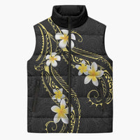 Polynesia Tattoo With Plumeria Sleeveless Puffer Jacket Elegant Vibes