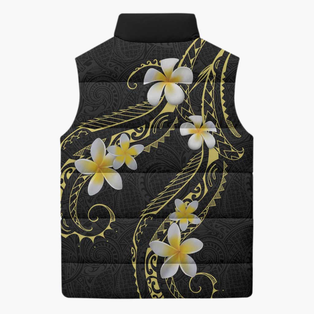 Polynesia Tattoo With Plumeria Sleeveless Puffer Jacket Elegant Vibes