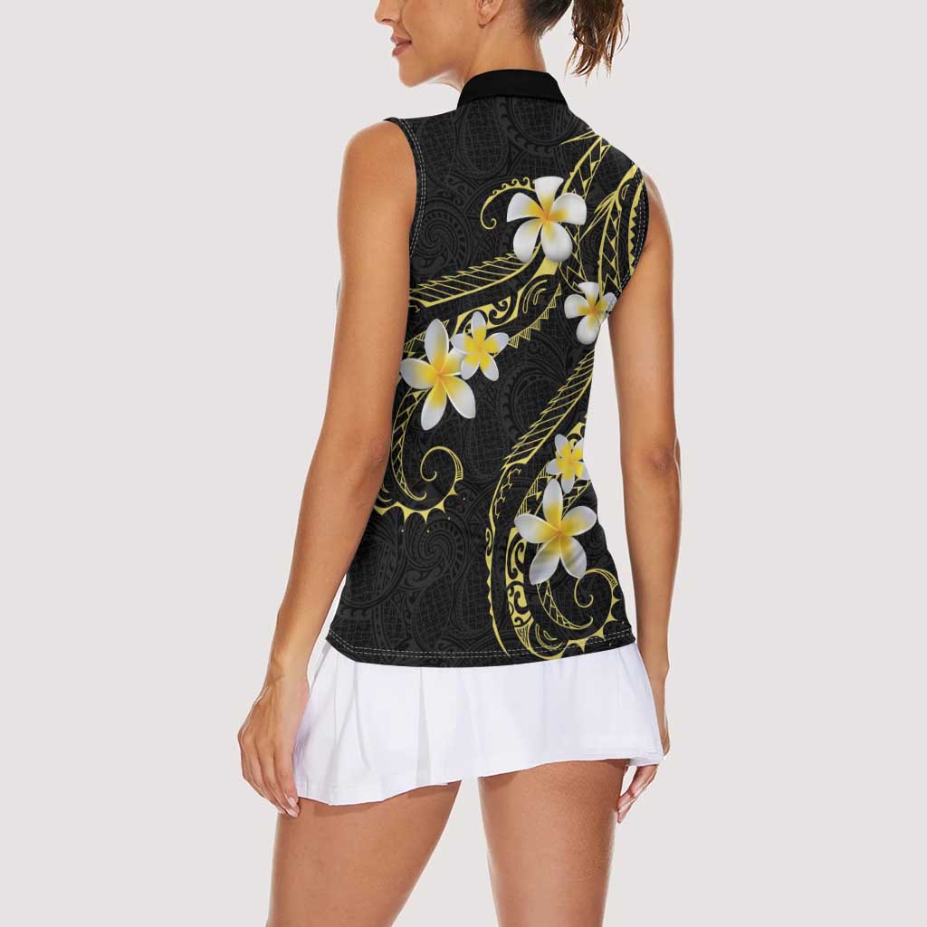 Polynesia Tattoo With Plumeria Women Sleeveless Polo Shirt Elegant Vibes