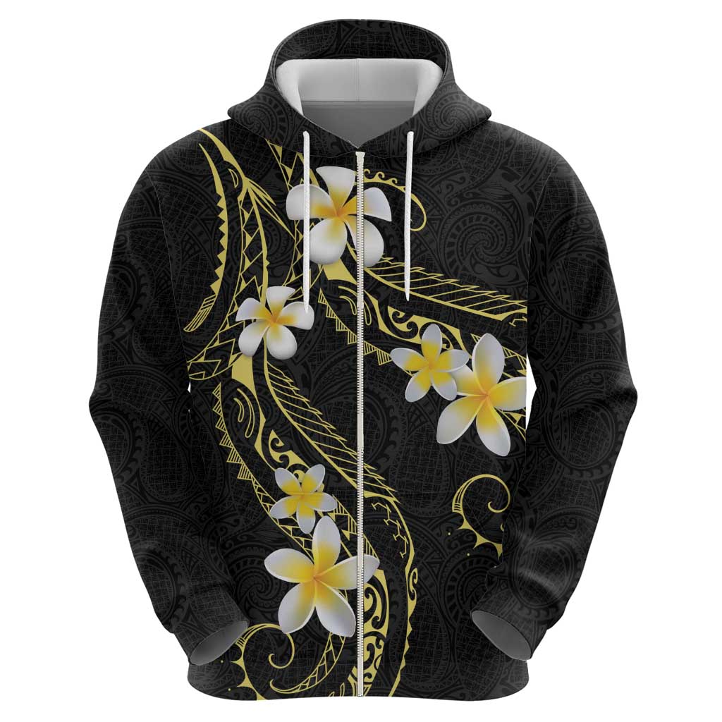 Polynesia Tattoo With Plumeria Zip Hoodie Elegant Vibes LT14 - Polynesian Pride