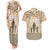 Tonga Father's Day Couples Matching Tank Maxi Dress and Hawaiian Shirt Best Dad Ever Tongan Ngatu Pattern - Beige