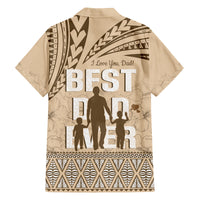 Tonga Father's Day Family Matching Tank Maxi Dress and Hawaiian Shirt Best Dad Ever Tongan Ngatu Pattern - Beige