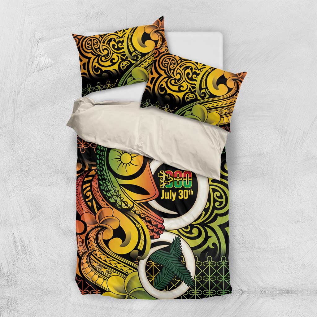 Vanuatu 1980 Bedding Set Ni-Van Tamtam Sand Drawing Pattern LT14 US Twin 172cm x 218cm Black - Polynesian Pride